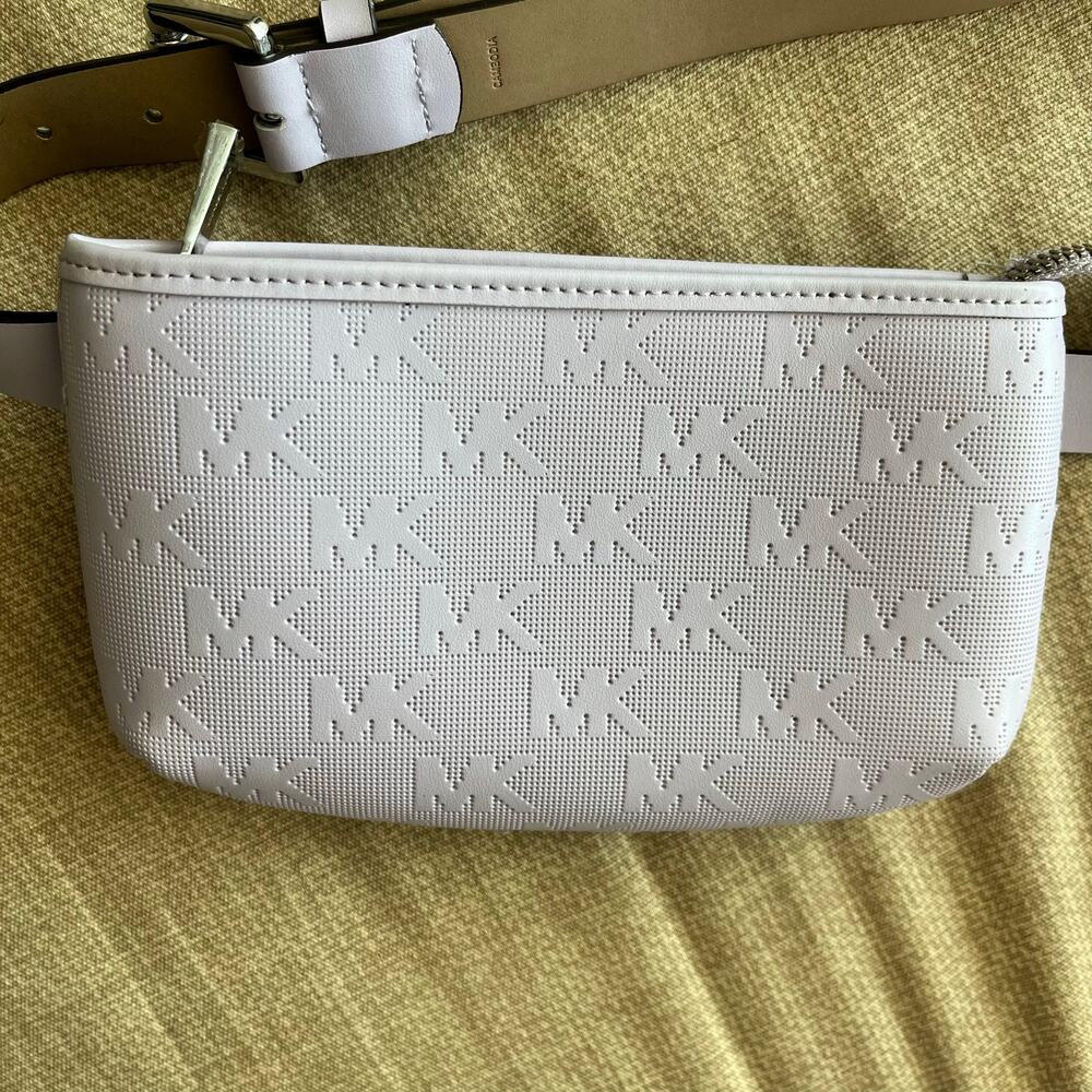 Michael Kors Logo Pattern Lilac Lavender Purple 8x5" Leather Belt Bag | Size S/M - Picture 2 of 11